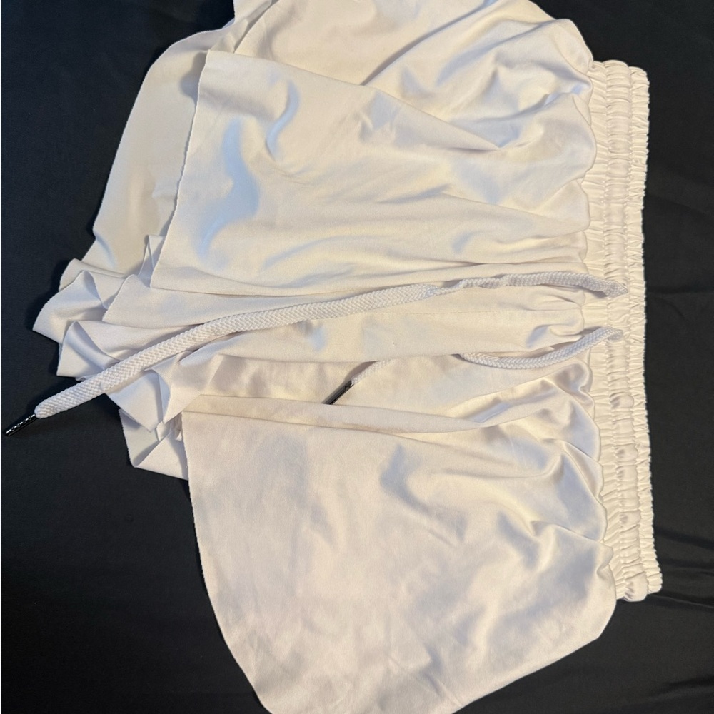 White Elastic Waist Shorts